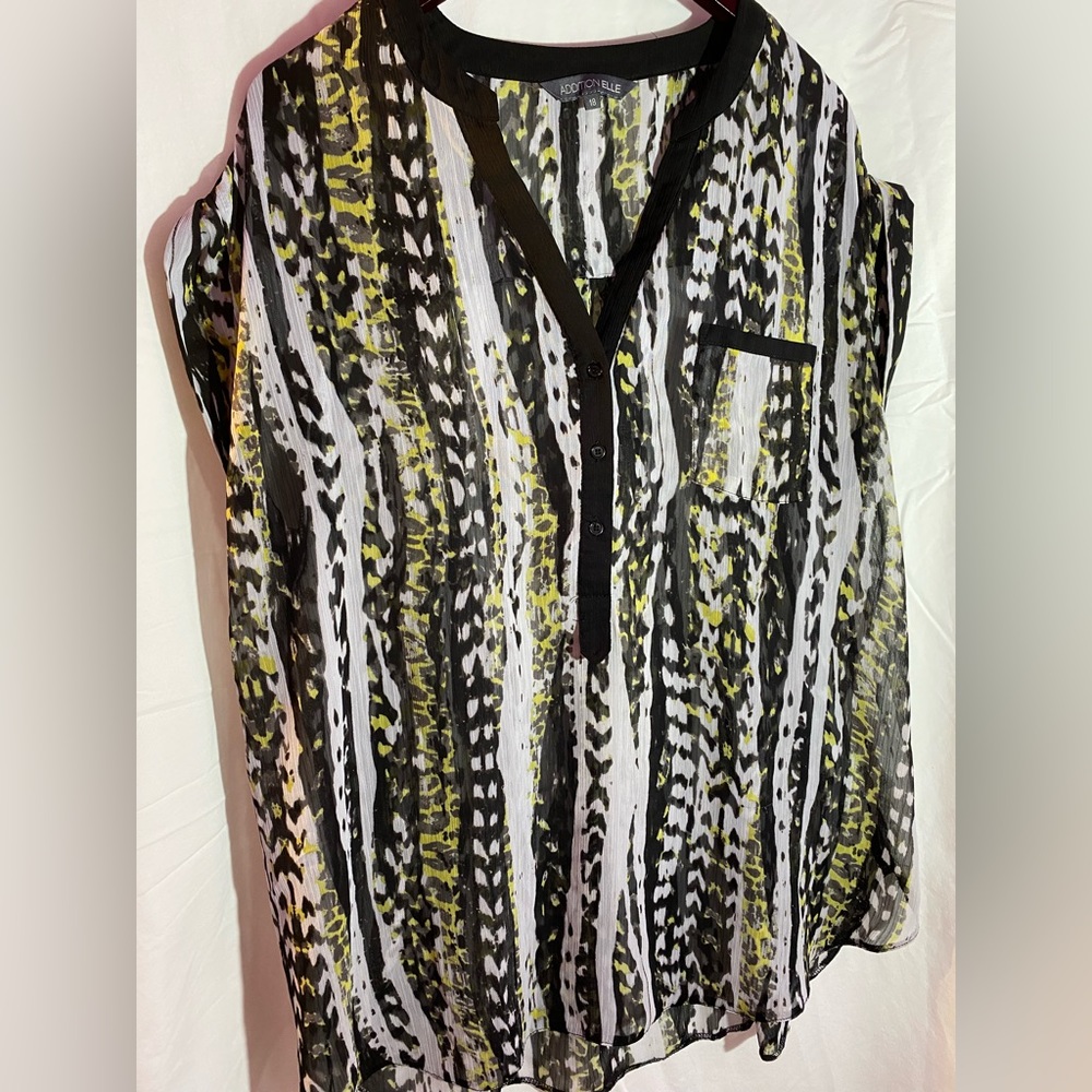 Addition Elle Black & Yellow Top Size 18